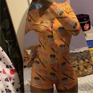 Orange Graphic Logo Romper